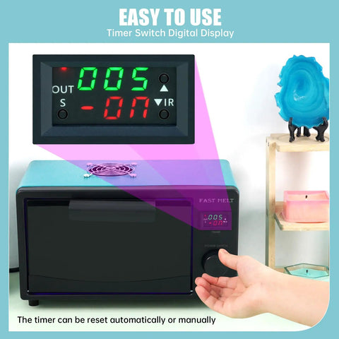 Heavy Duty UV Resin Curing Box Equipped With Powerful 395Nm Led Light Station and No Hassle Digital Timer Controls Built Tough For Fast Jewelry Making Diy Gear with digital timer display.