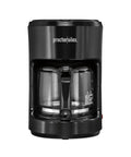Front view of black 10-Cup Coffee Maker With Auto Pause And Serve, durable borosilicate glass carafe, works with Alexa-enabled smart plugs.