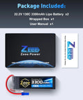 Beefed Up 6S 3300mAh 130C LiPo Battery Ultra Low IR Soft Pack EC5 Connector Package Contents Display
