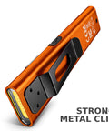 Ultra Thin Rechargeable Flashlight 700 Lumen Slim Magnetic Work Light With COB Side Light UV Light USB C Pocket EDC, orange with clip