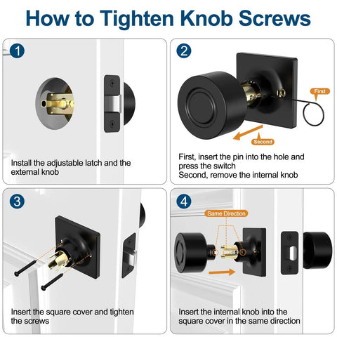 Step-by-step guide on installing Straight Up Matte Black Interior Closet Door Knobs Six Pack Reversible Passage Handles.