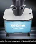 Close-up of 6.6-gallon tank in Vertical Hydroponic Grow Tower With 12 Tiers And 60 Holes 6.6 Gallon Indoor Garden System With Water Pump