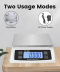 Pro Grade Digital Kitchen Scale With 66 Pound Capacity For Baking And Cooking A Large Food Scale In Stainless Steel With LCD Display And Waterproof Easy To Clean Design Counting Scale For Commercial Use And Bread Baking on a wooden table.