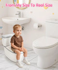 Tot Sized Three In One Potty Training Toilet With Realistic Flush Sounds And Removable Seat, toddler sitting comfortably