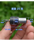 16mm Planetary Reduction Gearbox For DC Motors Electronic Starter 5V To 12V 6V 36 RPM held in hand showing measurements
