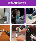 One Twenty Piece Polishing Kit For Power Rotary Tools featuring diverse applications on metal and wood surfaces.