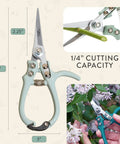 Herbs And Flowers Pruning Shears With Easy Lock Dope Lightweight Garden Snips For Precise Cuts Carbon Steel Blades And Reusable Holster