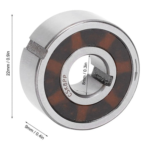CSK8PP One Way Clutch Roller Bearing 8X22X9mm With Inner Keyway For Textile And Printing Machines Smooth Spin Heavy Duty Industrial Replacement Part close-up view.