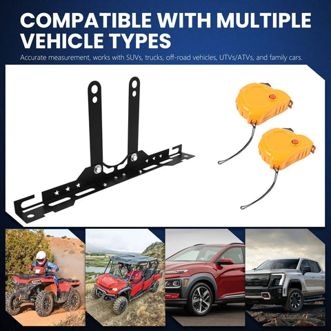 Lock That Factory Straight Look With This Pretty Solid Knock Down Wheel Alignment Kit Featuring Removable Toe Plates Center Bar And Dual Measuring Tapes For No Sweat Front End Camber Adjustments In Matte Black with measuring tools and adjustable base.