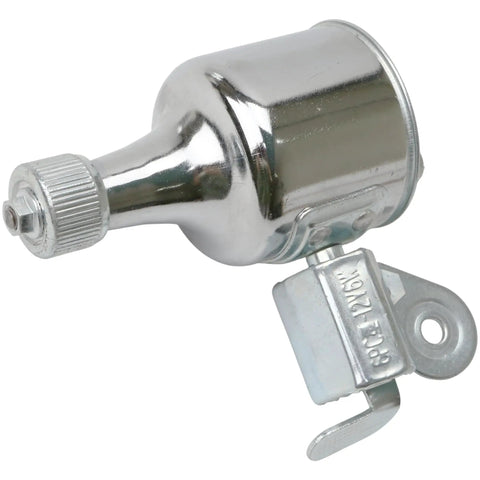 Close-up of retro-style 12V 6W bicycle dynamo generator in silver for retro style bicycle light kit with headlight and taillight set