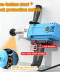Powerful 2000W Industrial Screw Conveyor With 1.5m Hose Electric Auger, blue motor, close-up of lock button and handle.