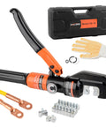 Hydraulic Crimping Tool Kit With 9 Die Sets For 12 AWG To 2/0 AWG Cables, Wire Rope Electrical Terminal And Battery Cable Crimper
