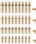 40 Pcs Mini Brass Barrel Hinges For Wooden Boxes, Hidden Cylinder Pivot Hardware laid out in rows