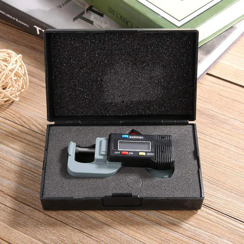 Built Tough Digital Thickness Gauge With Huge Backlit LCD Screen and Spot On Accuracy Plus Instant Zero Reset Smooth Reading Tool Nailed It For Jewelry Pearls And Fast Shop Floor Checks in black case.