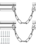Two Pack Stainless Steel Door Chain Lock For Inside Doors, Heavy Duty Security Chain With Thickened Link Design And 12 Screws