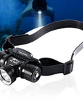 HP900 Diving Headlamp Rechargeable 3000 Lumen Ultra Bright Scuba Flashlight with black adjustable strap