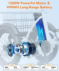 Exploded view of the motor and battery on a Powerful 1200W Folding Trike Ebike With 499Wh Removable Battery For Adults showing design features