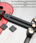 Dead Nuts Accurate Thin Rip Jig For Table Saw And Band Saw showing clear measurement markings and zero clearance capability.