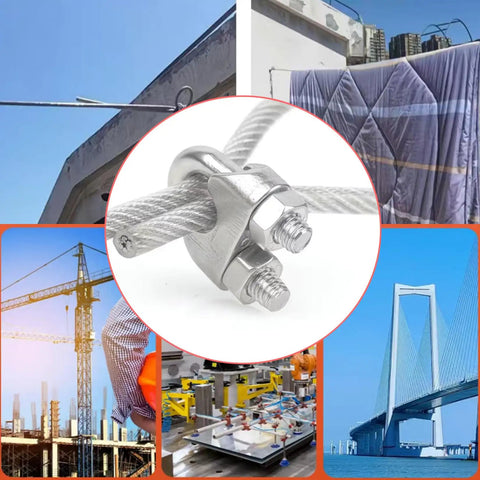 Dead Simple Stainless Steel Wire Rope Clips 20 Pack Heavy Duty Quarter Inch Cable Clamps for construction and outdoor use.