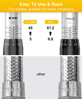 Close-up of Two Scales on Three Eighths Inch Drive Click Torque Wrench Set Garage Ready Dual Direction Adjustable Torque Five To Forty Five Foot Pounds And Six To Sixty One Newton Meters Includes Spark Plug Socket Extension Bar And Universal Joint For Bike And Car
