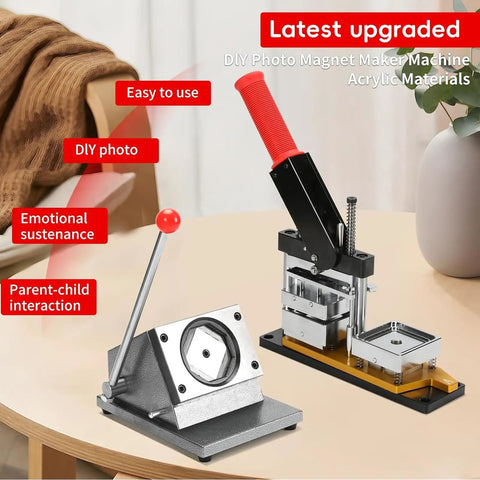 DIY Fridge Magnet Making Kit 2x2 And 2.5x2.5 Inch Square Magnet Press With Paper Cutter Pro Grade Magnet Maker Machine
