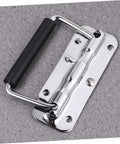 Kickass Two Pack Folding Spring Loaded Case Handle Heavy Duty Industrial Cabinet Pull viewed from above with rubber grip and chrome finish.