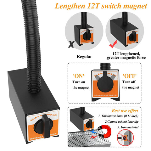 Magnetic Work Light With 23 Inch Flexible Gooseneck And Strong Magnetic Base, IP65 Waterproof LED Machine Lamp switch details