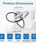 Lit Modern Ceiling Light With 6500K Cool White LED Metal Curved Design Chrome Finish Product Dimensions