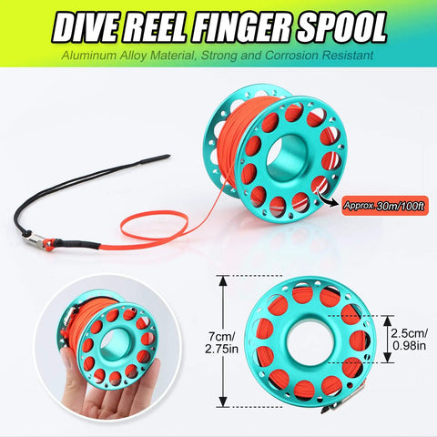 Must Have High Visibility Surface Marker Buoy Set With 5 Foot Open Bottom Safety Sausage, Includes 100 Foot Alloy Finger Spool