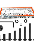 600 Piece M3 Screw Assortment Kit For 3D Printer DIY With 8 Sizes Ranging 6mm To 30mm Button Head Socket Cap Screws Hex Nuts Lock Washers And Flat Washers In 10.9 Grade Alloy Steel Black Oxide