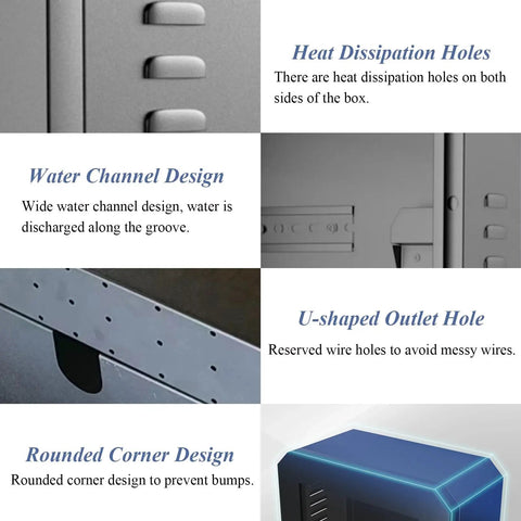Close-up of Rock Solid Wall Mount EV Charger Cable Organizer Box features heat dissipation holes and rounded corners.