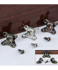 50 Pcs Galvanized White L Shaped Corner Brackets For Furniture With Removable Swivel Design And Flush Mount Screws showing three metal connectors.