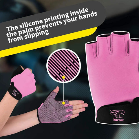 Light Pink Watersports Rowing Gloves With Ultra Grippy Silicone Palm For Women And Men Anti Slip Grip For Indoor Rowing Sculling Kayak SUP Dragon Boat Outrigger Canoe And More Size XS Fits 5.5 To 6.5, showing silicone grip detail and hand model