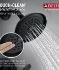 Close-up of Touch-Clean spray holes on matte black shower head, easily wipes clean, part of Get That Slick Matte Black Bath Swap Single Handle Tub And Shower Faucet Trim Kit With Dead Simple Install And Big Power Full Body Shower Head Modern Upgrade Valve Required Separately.