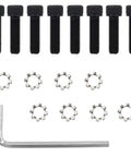Eight Sets Hex Allen Head AR Grip Screws 1/4-28 X 7/8 Inch With Exterior Tooth Lock Washers For DIY Builds And Replacements Includes Wrench And Durable Hardware Kit.