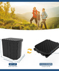 Dope Quality And Rock Solid XL Portable Folding Camping Toilet That Handles Four Hundred Pounds, compact folded design, shown outdoors.