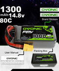 3S LiPo Battery 1300mAh 11.1V 80C Burst XT60 for RC FPV Racing Drones Quadcopters with manual and packaging box