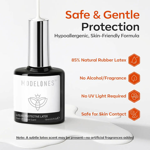 Gel Polish Liquid Latex Nail Barrier With Peel Off Barrier Stick For Mess Free Manicures, Fast Dry Cuticle Guard And Skin Protector, 15 ml bottle