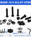 M6 Button Head Hex Socket Cap Screw Kit With Nuts And Washers, 510 Pieces, M6x10mm Through M6x35mm, 12.9 Grade Alloy Steel Black Galvanized