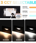 Image showing 12V Low Voltage Indoor Outdoor Smart LED Step Lights For Homes And Decks, RGBCW Color Changing Stair Lights with 3000K, 4000K, 5000K options.