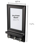 Slate Dry Erase Message Center With Key Hooks, One Message Hub With Eight Medium Strips, Damage Free Wall Mount. Size visible.