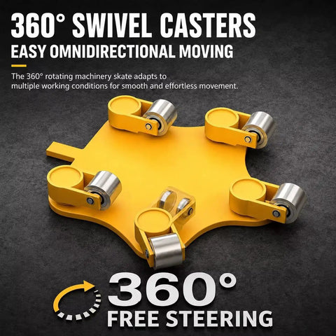 Heavy Duty 5 Ton Machinery Moving Skate with 360° swivel wear resistant stainless casters and rugged frame