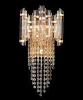 Brass Wall Sconce With Crystal Strings And Glass Bars Dimmable Two Layer Light Head Adjustable Beam Lit Glam Lighting