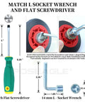 Image of 3 inch flat screwdriver and 14mm L-socket wrench from the Upgraded 4392067 Dryer Repair Kit Compatible With Whirlpool And Maytag Dryers Featuring Beefy Nylon Rollers Zero Fuss Install And Heat Resistant Polymer Belts Built Tough For Smoother Daily Laundry Grind.