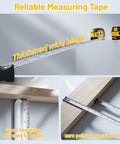 Hardcore Two In One Laser Tape Measure Bundle Sporting A One Hundred Thirty One Foot Digital Rangefinder Paired With A Snappy Sixteen Foot Self Locking Steel Tape For Rapid Blueprint Checks And Handyman Projects Zero Drama Guaranteed featuring thickened wide blade tape measure on a surface.