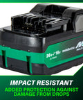 MultiVolt 18V 36V Lithium Ion Battery Pack With 5.0Ah For 18V Tools And 2.5Ah For 36V Tools Model 382309M close-up view