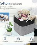 Six Pack 11 Inch Fabric Cube Storage Bins With Handles For Shelves And Desks Black And Gray Linen Textured Exterior