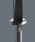 Close-up of the slotted tip of the Kraftform Micro Slotted And Phillips Electronics Screwdriver Set with a screw