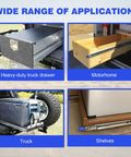 Badass Heavy Duty Drawer Slides Lock Side Mount Industrial Steel Hardware Supporting Up to 300 Pounds Rustproof Electroplated Finish in truck drawer