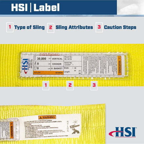 12 Inch By 30 Foot Continuous Eye Nylon Type 8 Sling With 18 Inch Eye Length And 30,800 Lb Vertical Capacity For Heavy Duty Rigging Gear For Lifting And Towing, label view